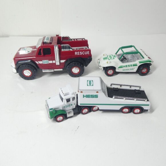 3 Hess Toy Cars 1998 Dune Buggy + 2020 Red Rescue Truck + 2018 Semi - Picture 2 of 9